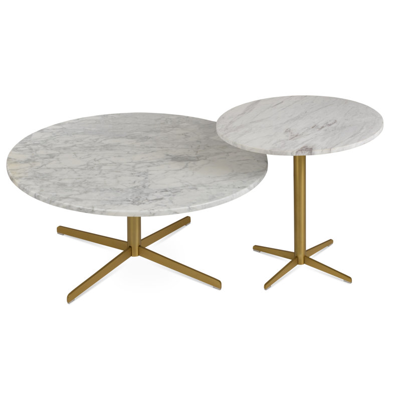 Table de bout en marbre véritable Diana, Marbre, H 20,5 po x l 21,5 po x P 21,5 po, Laiton
