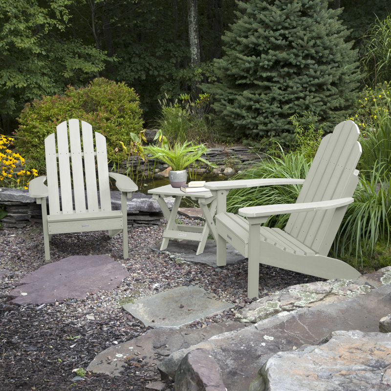 Anette Plastic Adirondack Chair with Table, Eucalyptus