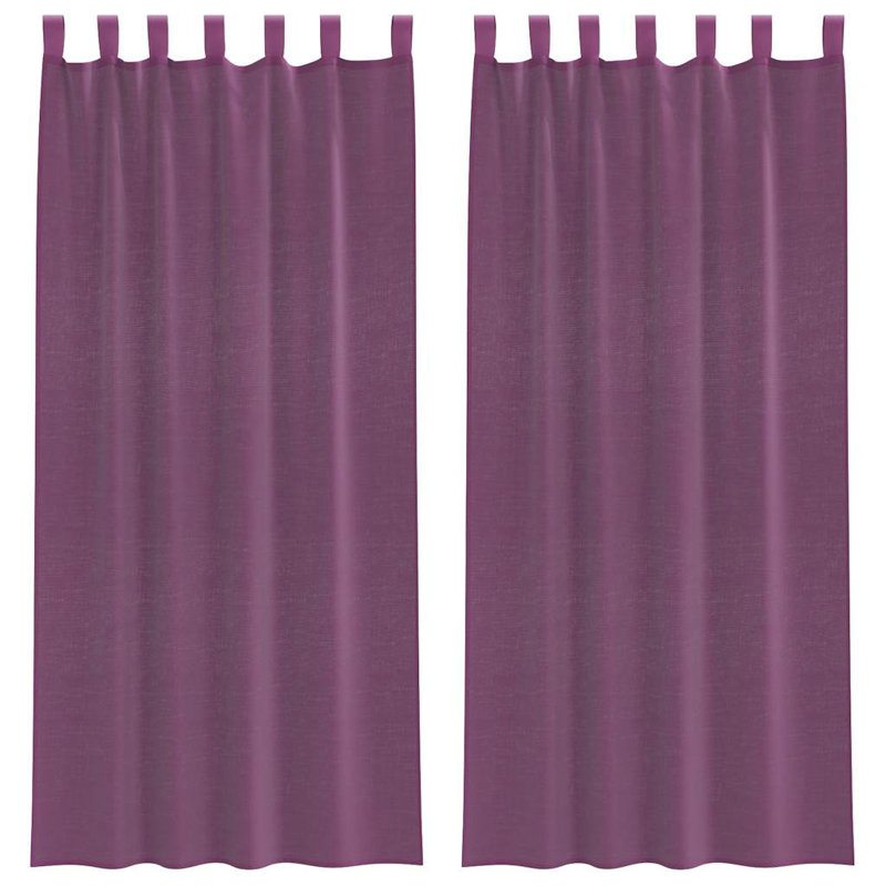 Voile Curtains With Tab Top 2 Pcs, 140cm Width x 225cm Drop, Purple