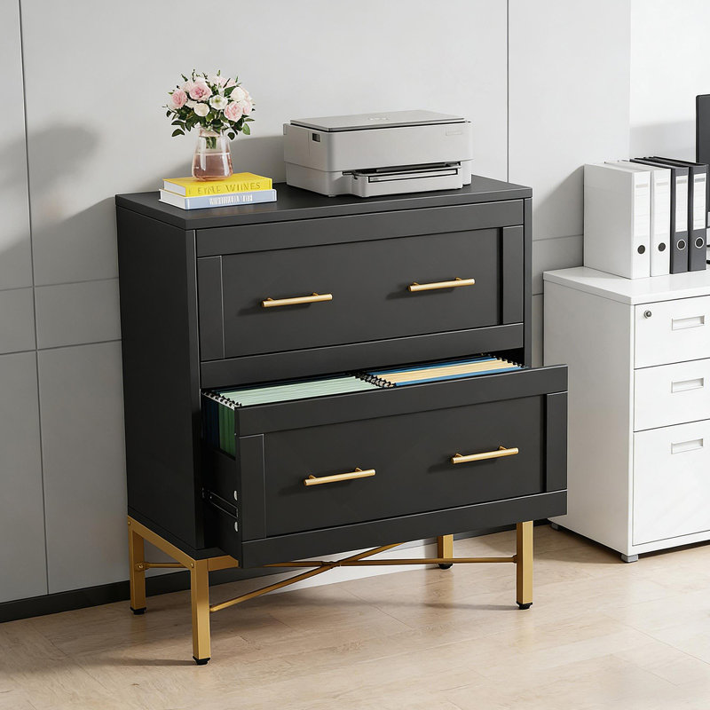 Sleek Design Cabinet,Office File Cabinet,Durable Storage Cabinet, Black