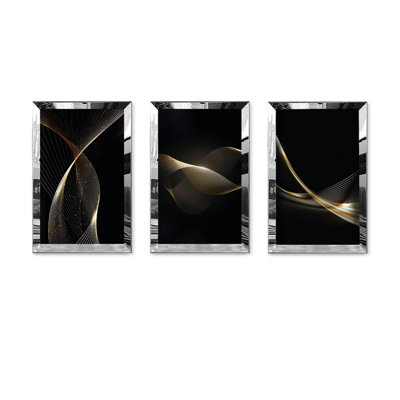 Élégant art mural décoratif (3 pièces), panneau de fibres à densité moyenne et plexiglas, 19,7 po x 27,6 po | 100% panneau de fibres à densité moyenne (épaisseur: 0,1 pouce) | Décoration élégante pour le salon et la chambre à coucher, parfaite pour l'esthétique moderne