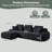 118" Modular Sectional, Cloud Sectional Couch with Deep Seat, Modern Modular Sofa with L Shaped Comfy Cloud Upholstered Boneless Couches for Living Room Bedroom, Black-809775644