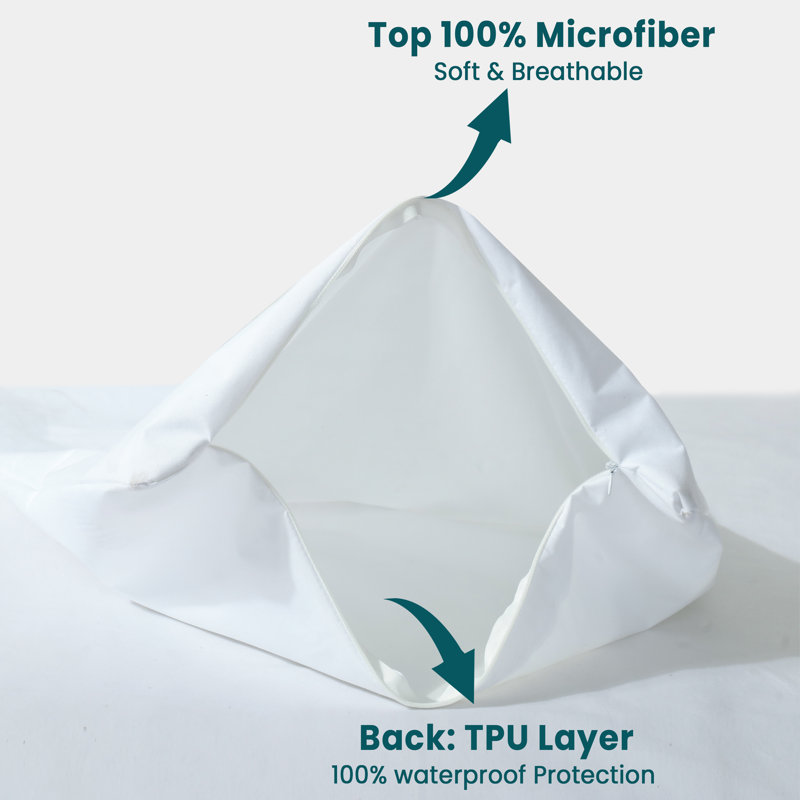 Waterproof Pillow Protectors with Zipper — Set of 4, Hypoallergenic Breathable Microfiber, Noise-Free | Queen | Machine Washable | Hotel Quality