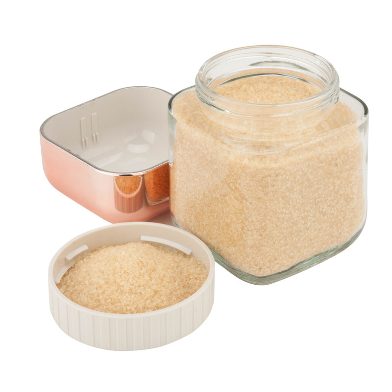 Clear Glass 3-Piece Storage Jar Set with Copper Lids