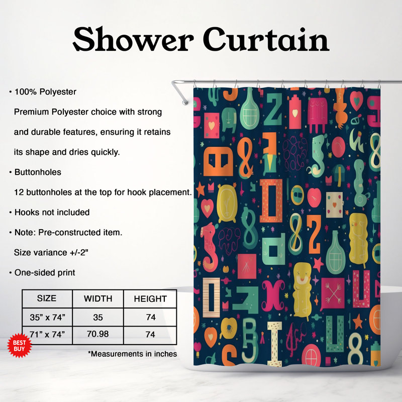 Letters - Premium Shower Curtain, 74"H x 71"W