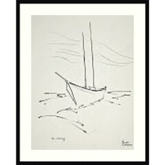 Crossing the Gulf (Boat) - Picture Frame Drawing Print on Paper