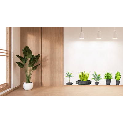 Autocollants muraux plante en pot, autocollant vinyle plantes en pot, décoration murale plantes, autocollant mural plante fleur, décoration de salon 337LU