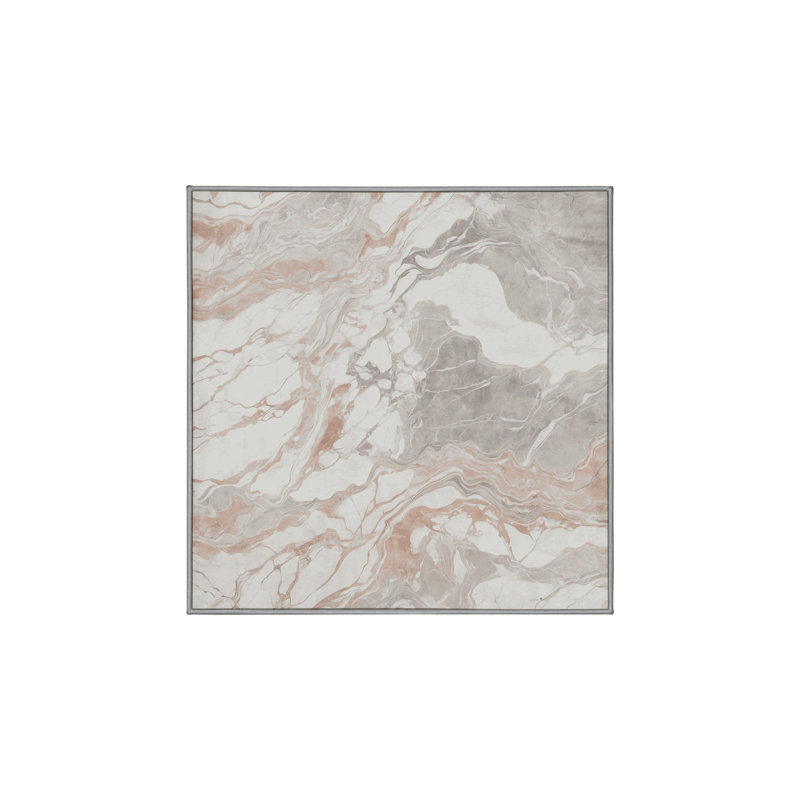 Machine Washable Gray Area Rug, Square 5'
