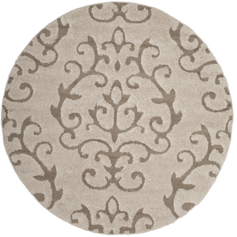Blaris Shag Performance Damask Rug, Round 5'