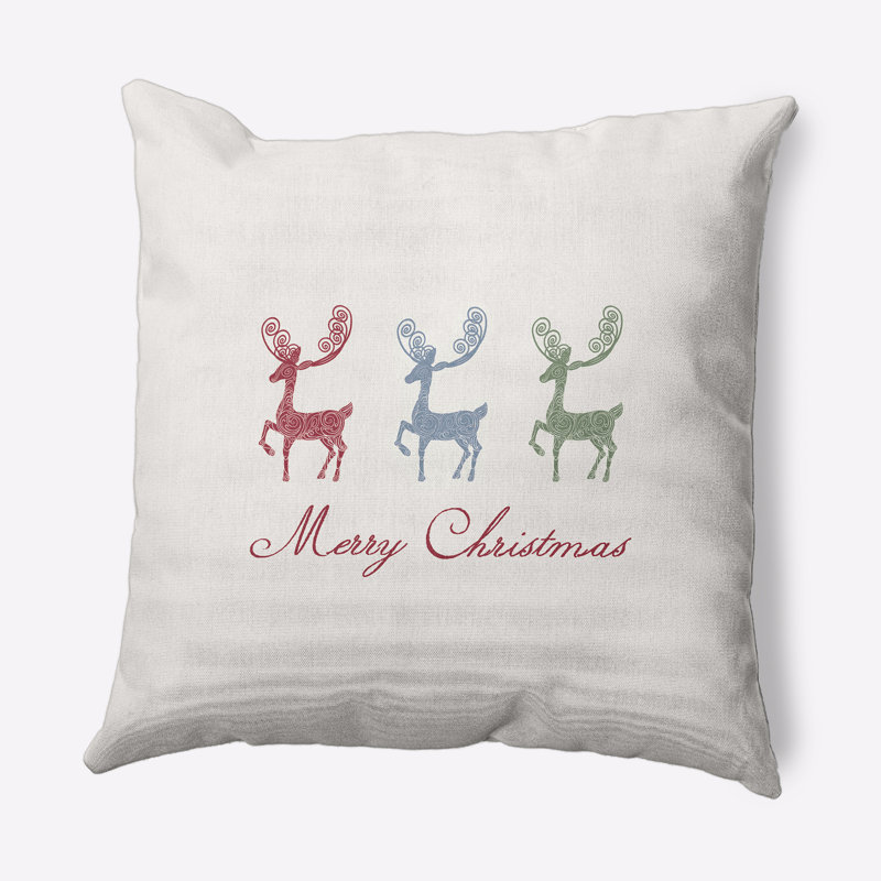 Merry Christmas Reindeer_Sq, Oui, Multicolore / vert, 18 po x 18 po