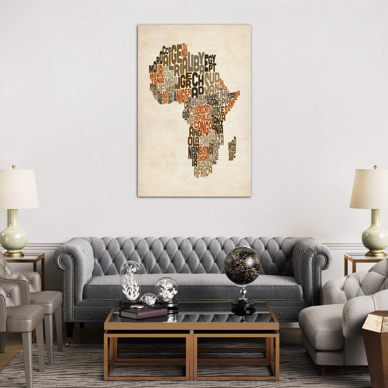 Map Of Africa by Michael Tompsett - Print on Canvas, No Frame, 20.32 cm H x 30.48 cm W