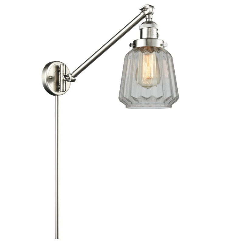 Vinson Swing Arm Sconce, Clear, Satin Gold