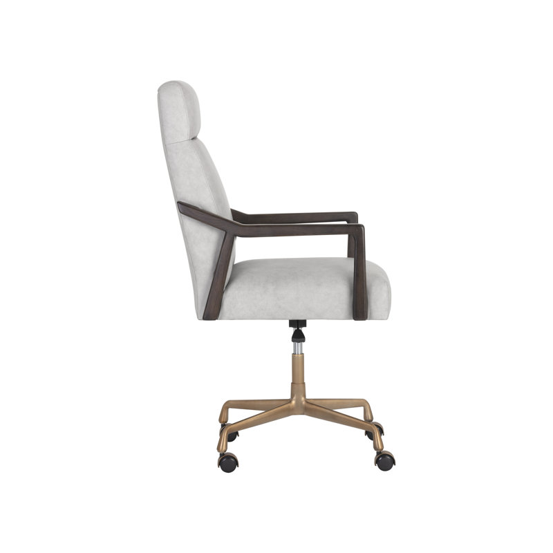Collin Leather Swivel Office Chair, Grey Genuine Leather