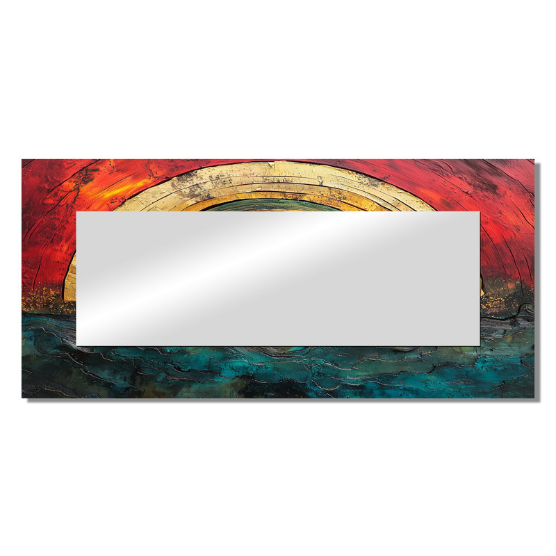Abstrait marbré de la vie II - miroir traditionnel pour décoration murale - impression sur métal, 28 po x 60 po