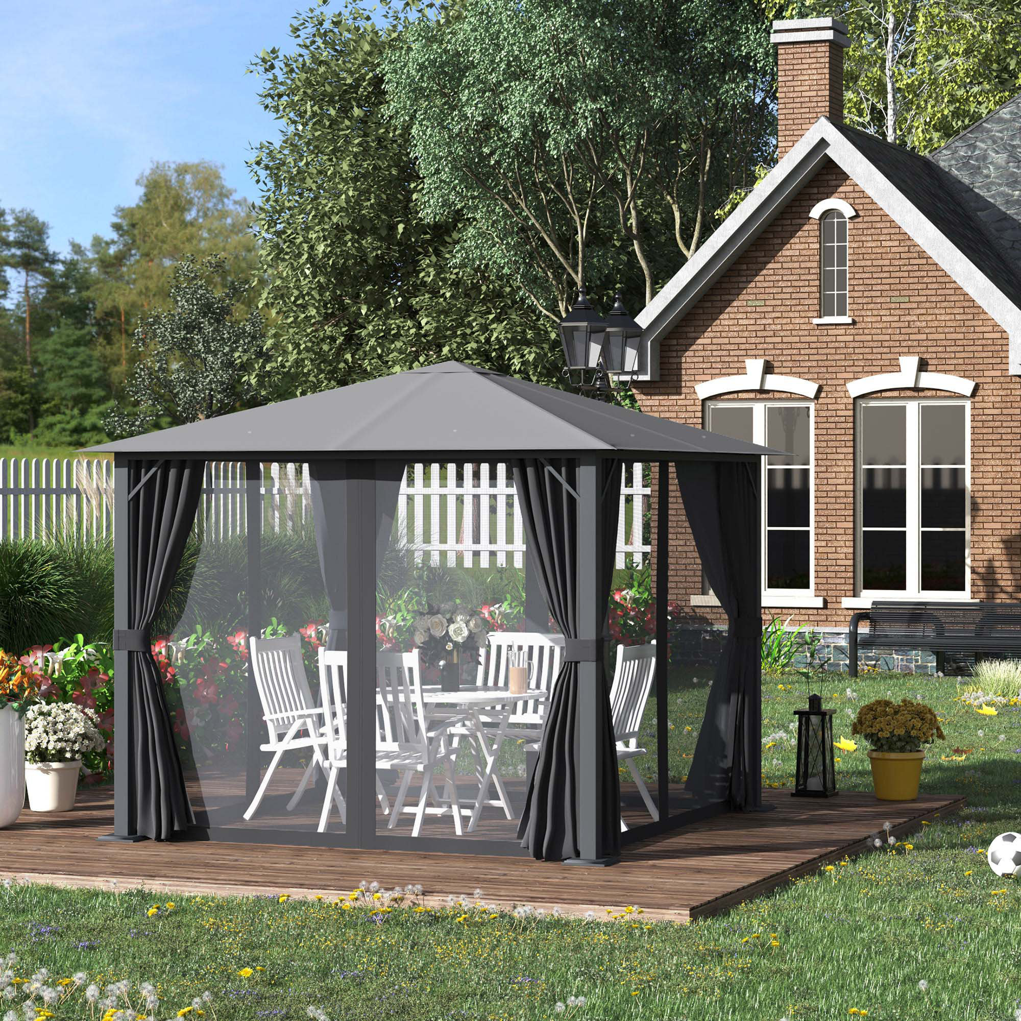 Impact Outdoor Patio Gazebo, Outdoor Gazebo Canopy Shelter With Netting ...