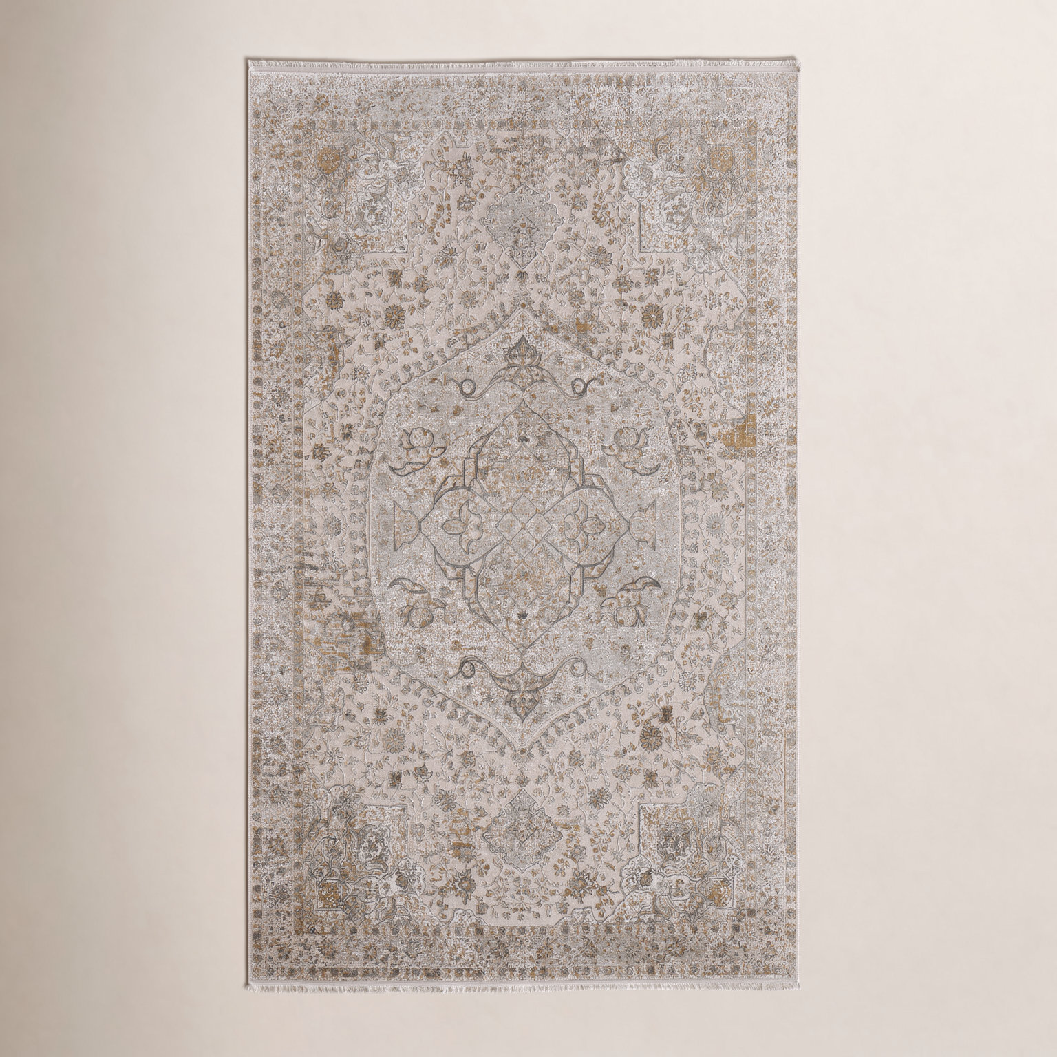 Ivory Traditional Medallion Oriental Rug, Rectangle 13' x 20'