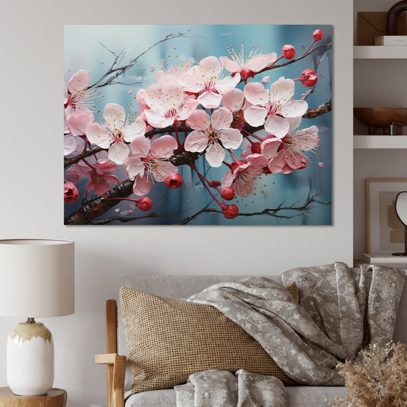 Fleur de pommier Impasto II - impression, H 34 po x l 44 po x P 1,5 po, Toile tendue