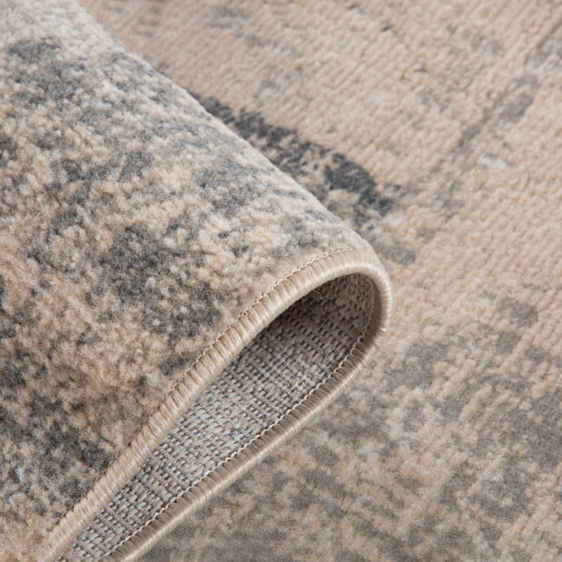 Nemahan Transitional Abstract Durable Performance Beige/Gray Area Rug, Rectangle 9'2" x 12'2"