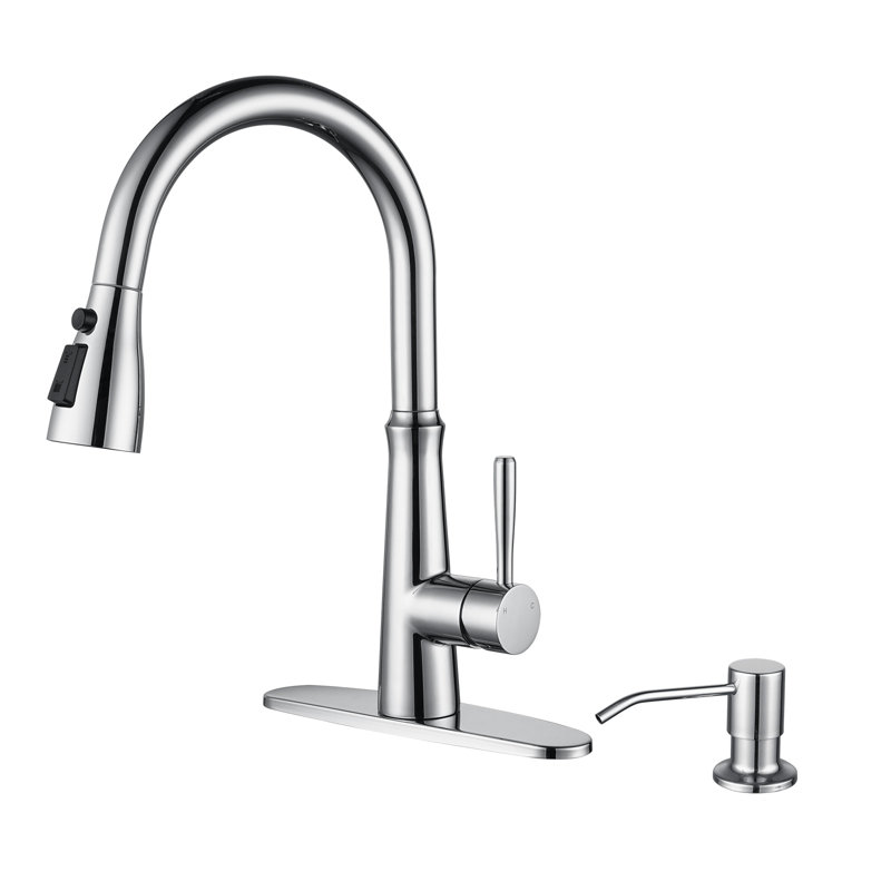 Pull Down Kitchen Faucet with Soap Dispenser, Chrome