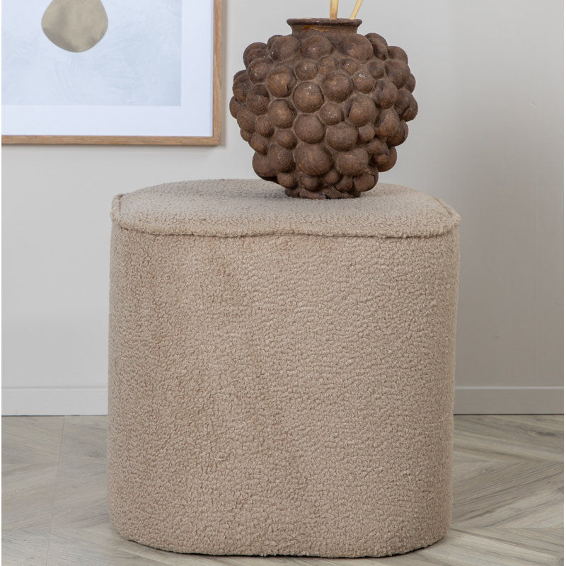 Darene 44cm Wide Round Pouf Ottoman, Light Gray Velvet