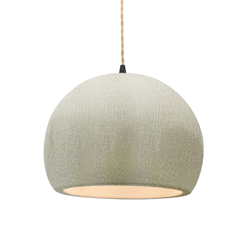 Luminaire suspendu à 1 lumière Aschwin, H 9,25 po x l 12,25 po x P 12,25 po, Craquelure vert céladon, Matte Black