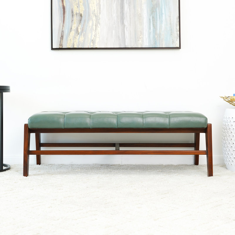 Calderone Genuine Leather Upholstered Bench