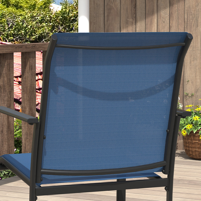 Chaise de salle à manger d'extérieur empilable en textilène, Bleu