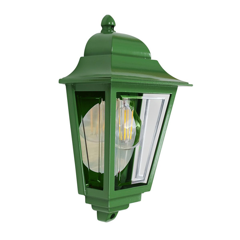 Angenita 32.5cm H Clear Glass Outdoor Wall Lantern, Green