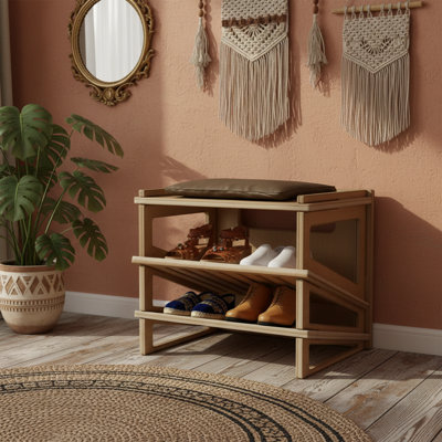 Modular Wooden Shoe Storage Bench And Ottoman (16.5" H)