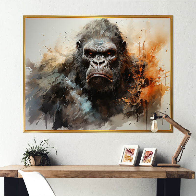 «Black Gorilla Goliath», reproduction d'art sur toile, Cadre photo noir, H 34 po x l 44 po