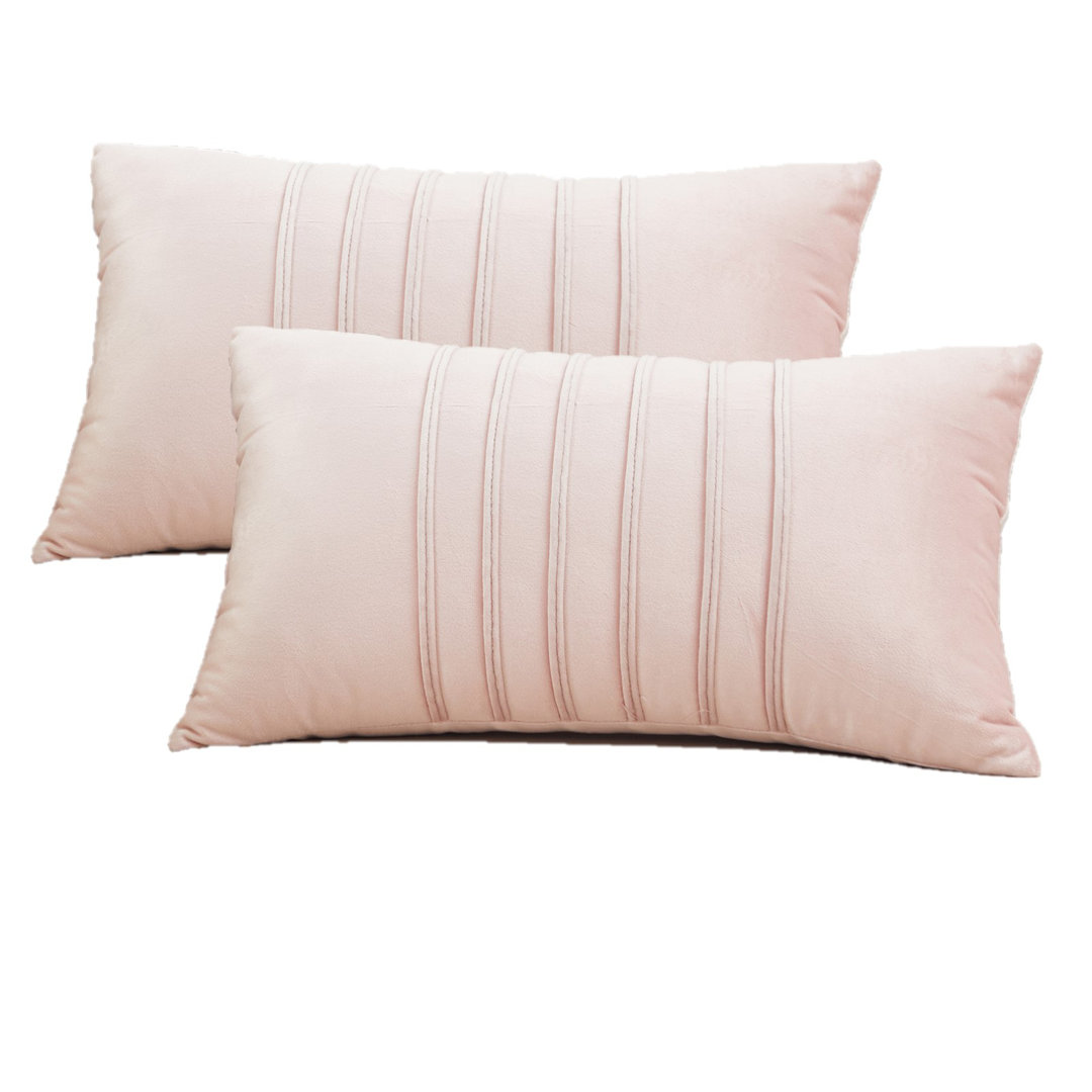 Velvet Center Lines Striped Velvet Pillow Cover (Set of 2) WARISI 