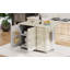 Îlot de cuisine en bois de frêne plaqué de frêne de 51,2 po de largeur avec abattant, îlot de cuisine sur roulettes avec support de rangement interne et chariot de cuisine roulant-1206747321