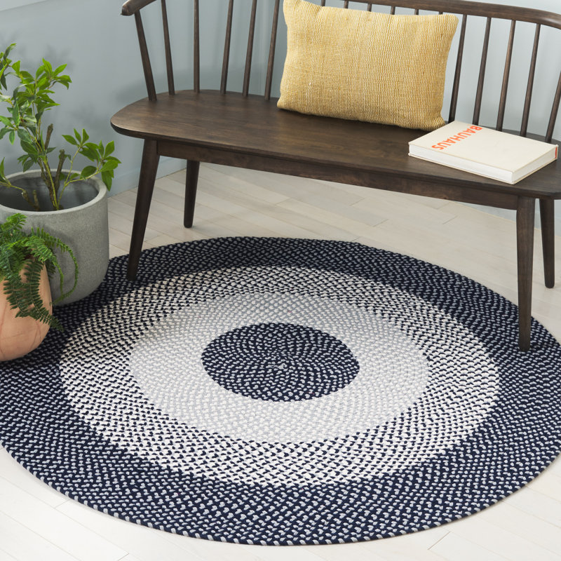 Sepp Hand Woven Cotton Performance Geometric Rug, Round 5'