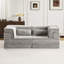 Canapé d'angle modulaire convertible Mahjong gris, revêtement polaire circulaire, mousse à mémoire de forme haute résilience, 2 places, sans assemblage, adaptable à différents espaces grâce à sa conception à compression, revêtement gris, densité-202129058-202129059
