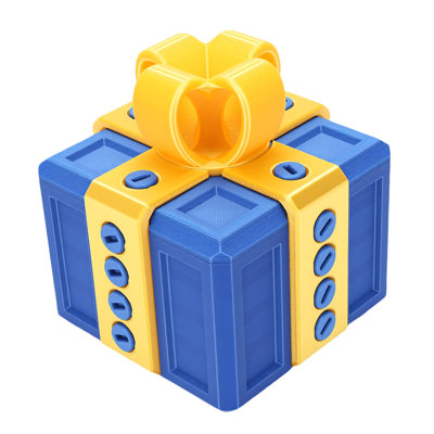 Boîte-cadeau agaçante avec vis emboîtées, impression 3D amusante surprise pour les fêtes d'anniversaire, or clair et bleu