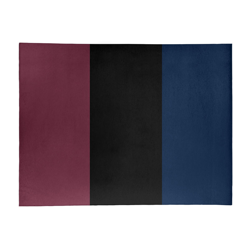 Tapis à rayures à vin/noir/bleu marine, Rectangle 5 pi x 7 pi