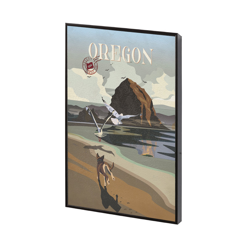 Oregon GO by Simone a Framed Art Print Matted under Glass, Black Floater Framed, 15.5" H x 10.5" W x 1.5" D, No Matte