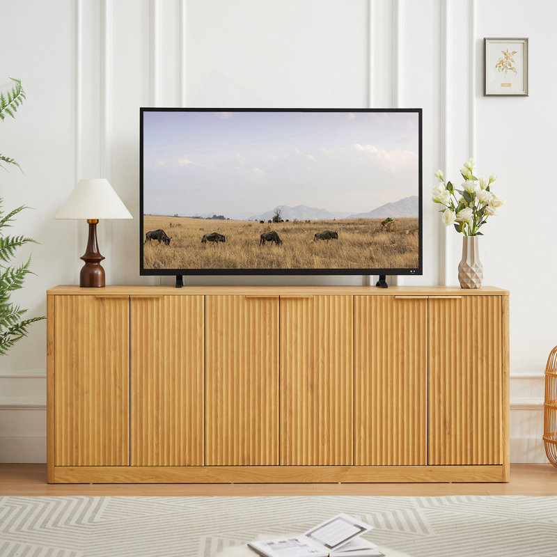 Buffet ondulé 67 po, armoire de rangement incurvée à 6 portes avec fonction de rangement 67 po, convenant à la cuisine / chambre à coucher / salon, L 67,0 po x l 15,7 po x H 27,7 po