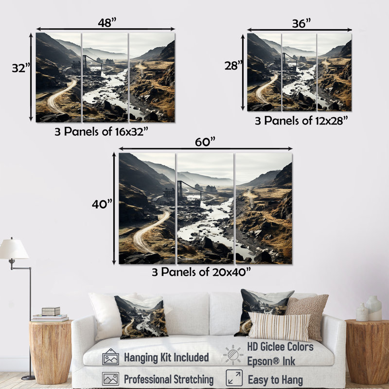Moody Serenity Landscape I - Factories, ensemble d'art sur toile, H 28 po x l 36 po x P 1 po