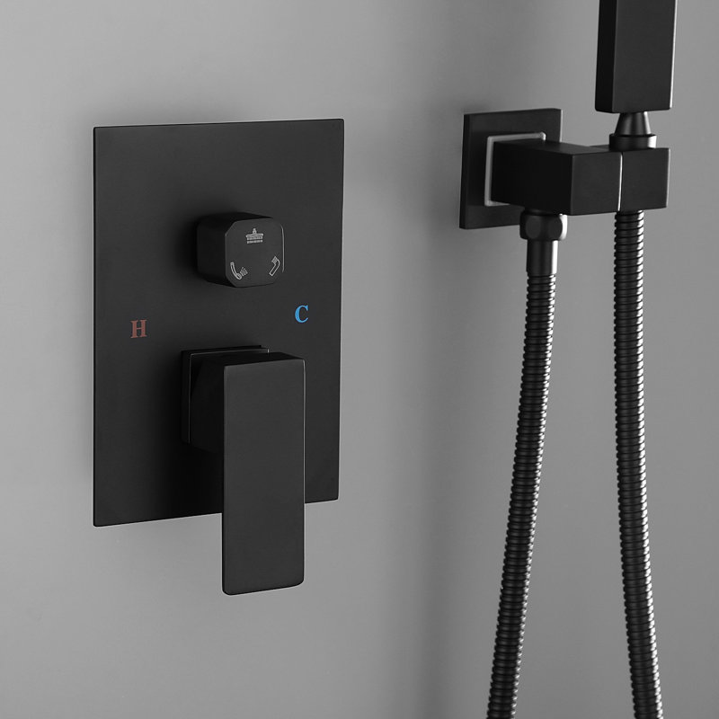 Luxury Matte Black Shower - 10 Inch Square Bathroom Rain Mixer With Easy Cleaning Nozzle Wall Mounted System Self-Cleaning For Clean