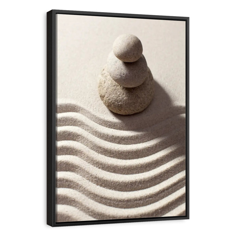 Zen Blanc, Cadre flottant noir, 21 po x 31 po