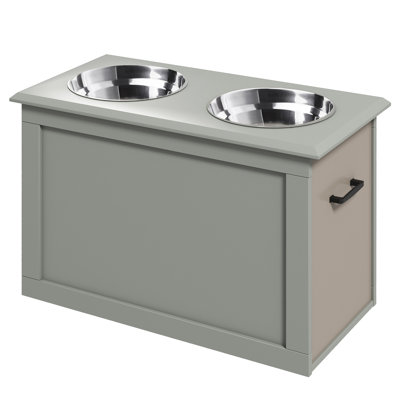 Support pour chien surélevé avec bols en acier inoxydable, gris - aide les grands chiens à manger confortablement, facile à transporter et à nettoyer, équipement de rangement 2 facilite la digestion, le transport et le compartiment