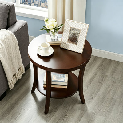 Perth Contemporary Oval Shelf End Table, Espresso