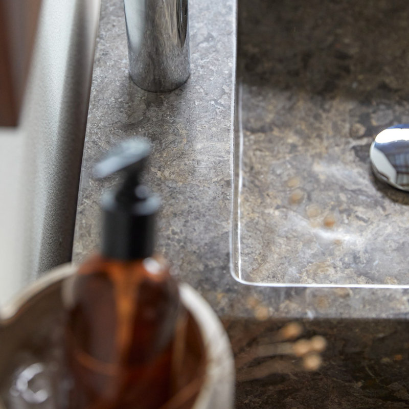 Slats Gray Marble Bathroom Sink, Gray