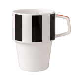 Villeroy & Boch Memphis Collection Mug, Premium Porcelain, Made in Germany, Dishwasher & Microwave Safe, Large Cup for Coffee or Tea, 11 oz Capacity, 4.5 x 3.5 x 4.5 in, White with Black & Orange Accents
