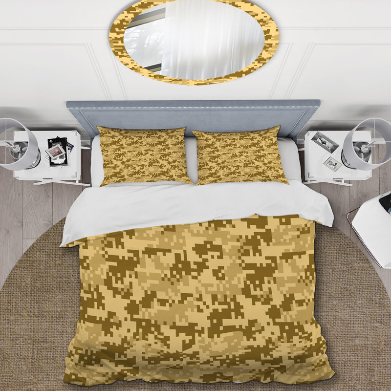Camouflage brun - ensemble de housse de couette abstrait - microfibre de polyester