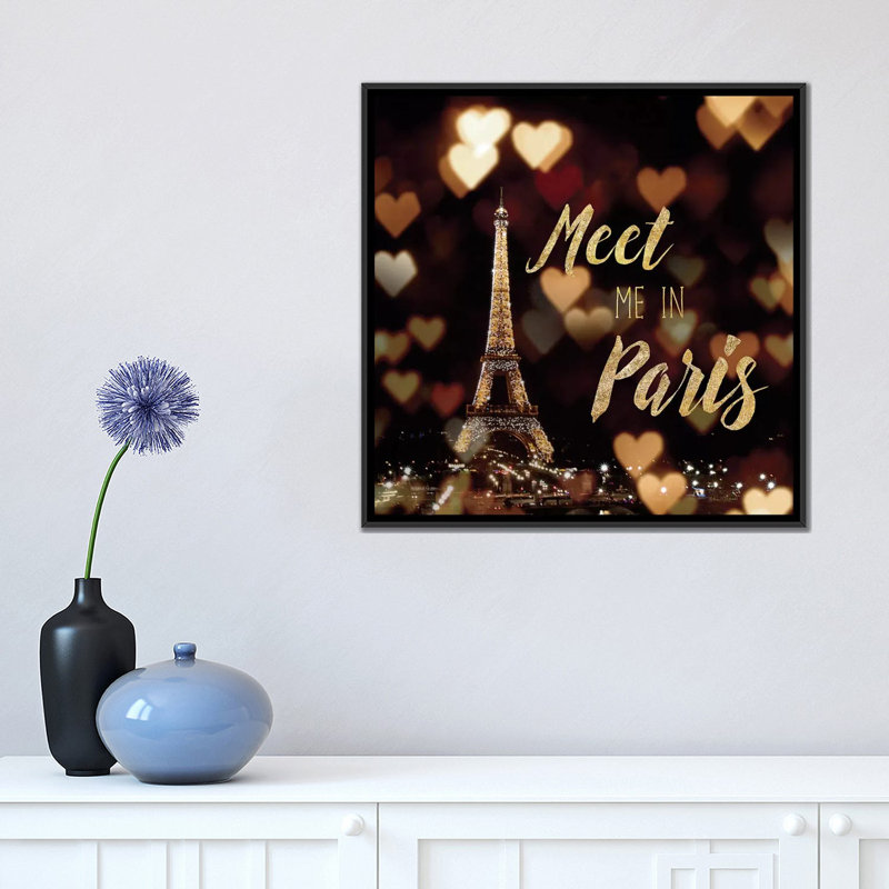 Citations à Paris, impression sur toile tendue, H 18 po x l 18 po x P 1,5 po, Toile encadrée noire, Pas de tapis