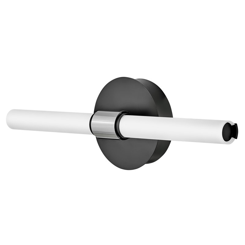 Kai Medium Black and Chrome LED Vanity Light with Etched Opal Glass