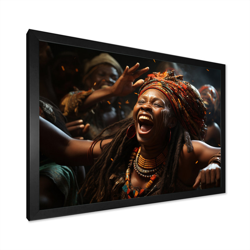 Célébration de la culture africaine I sur toile, H 16 po x l 32 po x P 1 po, Cadre photo noir