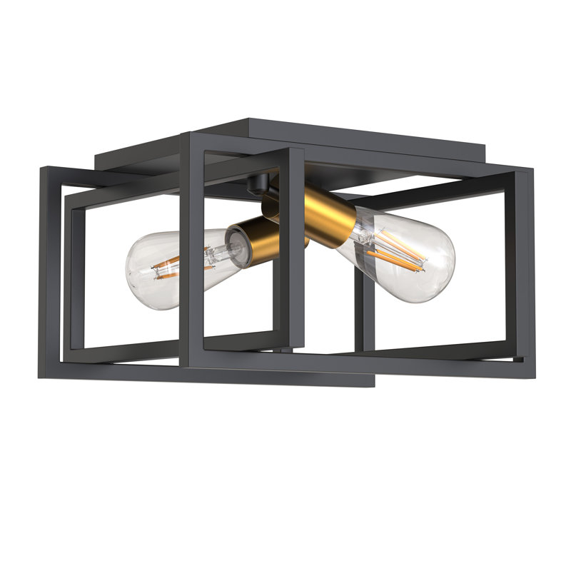 Juanesha Flush Mount, Matte Black/Gold